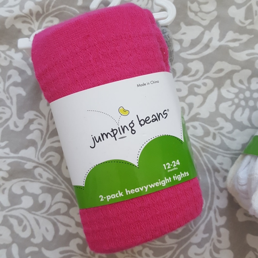 4 Pairs of Tights Jumping Beans Pink,Gray,White - Picture 2 of 6